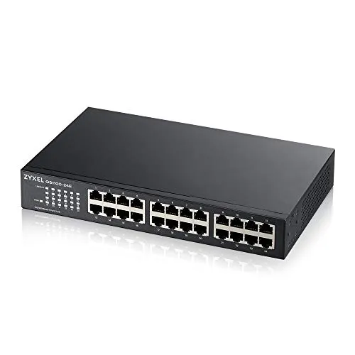 Zyxel 24-Port Gigabit Ethernet Unmanaged Switch GS1100-24E - Lüfterloses Design für geräuschloses Arbeiten und superschnelle Datenübertragung