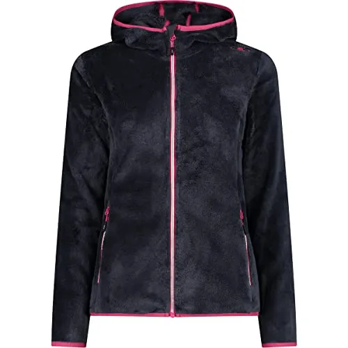 CMP Woman Jacket FIX Hood titanio-fucsia (19UM) 34 - Fleecejacke für Damen, aus hochwertigem HighLoft-Fleece für unvergleichliche Wärme und Komfort. Taillierter Schnitt mit fester Kapuze und praktischen Taschen für optimale Funktionalität.