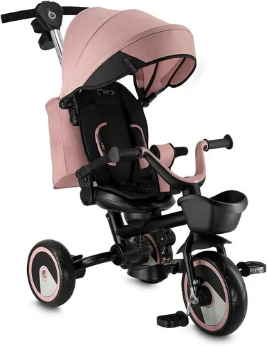 MoMi Dreirad 3-in-1 Kinderdreirad mit 360° Sitz, Schiebestange & Sonnendach, 360°-Sitz,3-Punkt-Gurt,PU-Räder