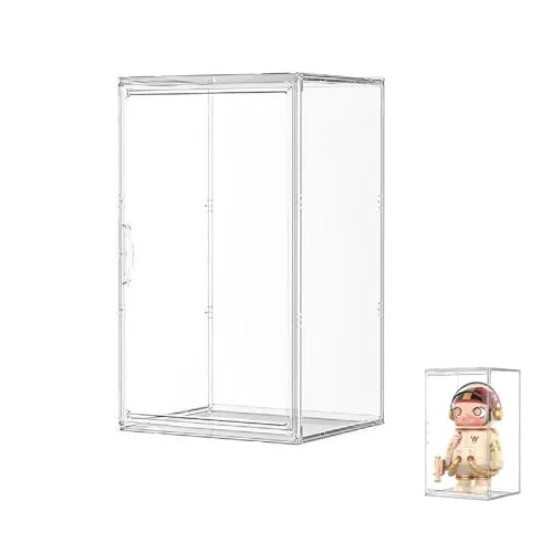 Siyecioa Acryl Vitrine Schaukasten, Glasvitrine mit Magnettür für Action Figuren, Modellautos, Sammelfiguren, Aufbewahrung Multifunktional Display Case, Selbstmontage/Stapelbar/Staubdicht (50×37×29cm)