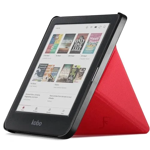 Forefront Cases Hülle für Kobo Clara Colour/Color und Kobo Clara BW (Modell: 2024) - Schutz-Hülle und Ständer - Auto Schlaf Wach Funktion, Dünn und Leicht (Origami Design) Tasche - Rot