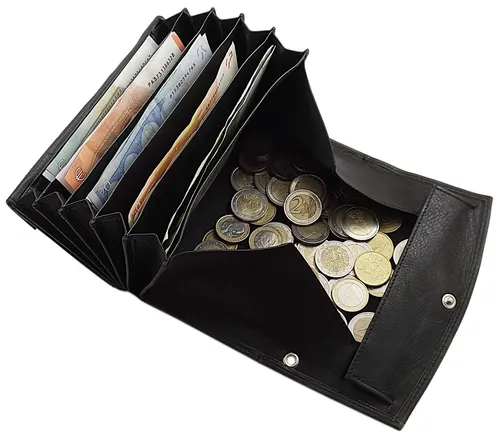 Kalbsleder Kellner Börse Geldbeutel Portemonnaie Taxibörse Geldtasche Schwarz