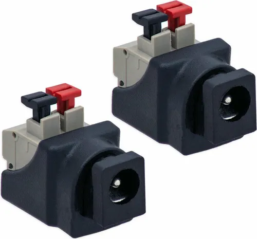 2X DC Stecker Hohlbuchse Kurz 5,5mm >2,1mm Terminal Block 2-Pin Adapter Druckklemme