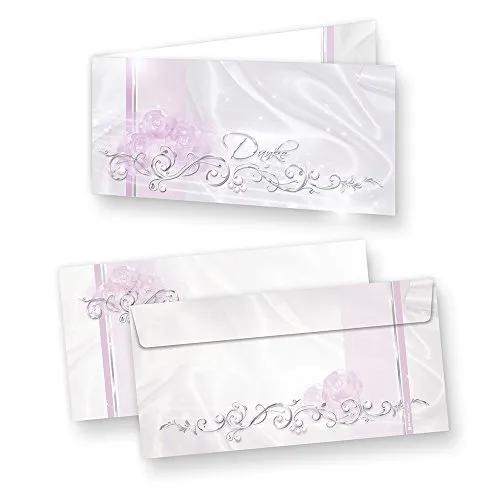 tatmotive Schmucke Danksagungskarten DE LUXE (20 Sets) sehr elegante Dankeskarten nach Feier, Geburtstag oder Hochzeit