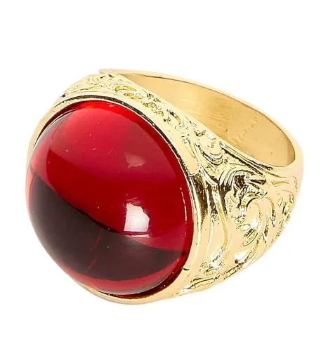W WIDMANN MILANO Party Fashion 46740 - Ring mit rotem Stein, Kostümaccessoire, Pirat, Seeräuber, Halloween, Karneval, Mottoparty