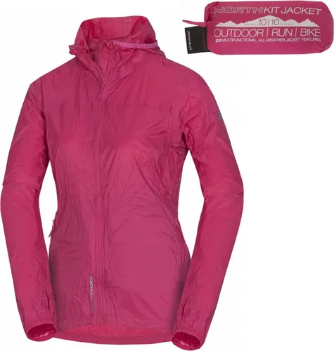 Wasserdichte Packbare Damen Outdoorjacke NORTHFINDER Northkit Rosa XL - Sportjacken für Outdoor-Enthusiasten, leicht und verpackbar mit 10.000 mm Wassersäule und hervorragender Belüftung für optimale Atmungsaktivität.