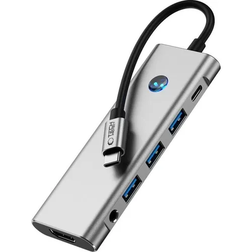 Tech-Protect HB04 HUB Adapter 9in1 USB-C + USB2.0 + USB3.0 + HDMI 4K 60Hz + SD / TF + PD100W + AV3.5 (USB-C, 9 Ports) (27299-0)