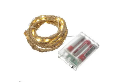 MARELIDA LED-Lichterkette Seil Jute maritime Deko Kordel Tau 40LED 2m Timer Naturseil für Innen, 40-flammig