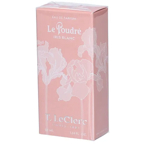 T.LeClerc Parfum pudré 50 ml – Iris Blanc – Eleganter Duft für Damen - Entdecken Sie den pudrigen Duft Iris Blanc, inspiriert von feinem Pulver. Ideal für den Alltag, kombiniert er florale Noten mit einem subtilen moschusartigen Hintergrund. Ein perfektes Geschenk für jeden Anlass.