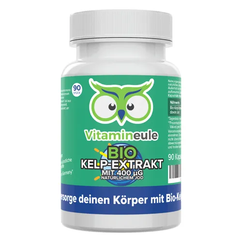 Vitamineule Jod Kapseln aus Bio Kelp - 400 µg - Mineralstoffe: Hochdosierte Jod Kapseln aus Bio-Kelp, 100% natürlich und frei von Zusatzstoffen, unterstützen die Schilddrüsenfunktion und den Energiestoffwechsel.