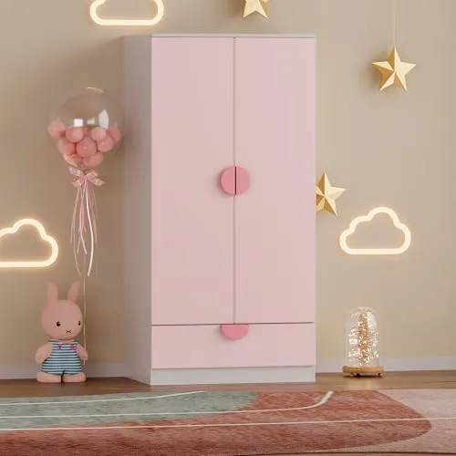 [en.casa] Kinderkleiderschrank Sandnes mit 2 Türen und 1 Schublade