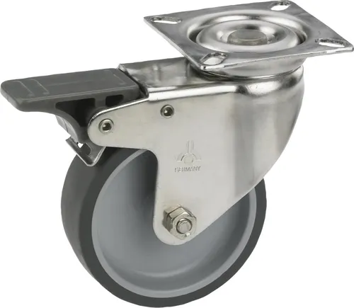 Lenkrolle TPE Kunststoffrad ø 75mm Transportrolle Tragkraft 50kg Stahl verzinkt