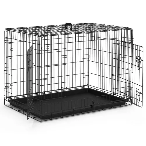 VOUNOT® Klappbarer Hundekäfig XL mit Bodenschale, 107x70x78 cm