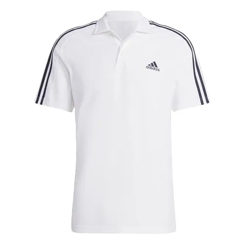 adidas Herren Essentials Piqué Embroidered Small Logo 3-Stripes Polo Shirt, White/Black, XXL