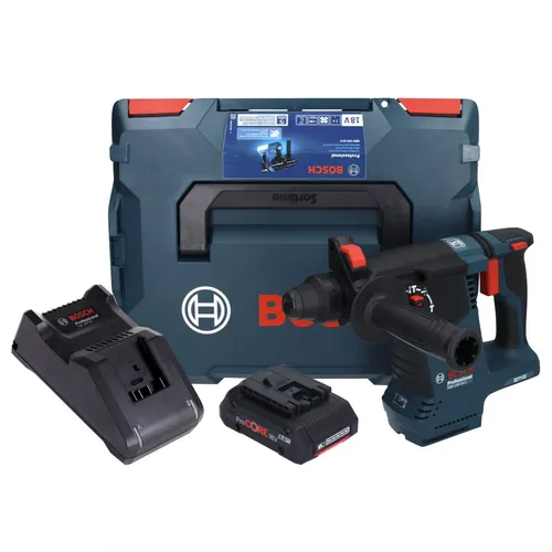 Bosch GBH 18V-24 C Professional Bohrhammer - Akkuschrauber mit 18 V und 2,4 J Schlagkraft, inklusive 4,0 Ah Akku und Ladegerät – ideal für professionelle Anwendungen und maximale Leistung.