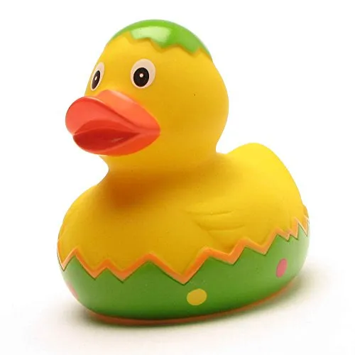 Duckshop I Badeente Osterei grün I Quietscheente I L: 8 cm I inkl. Badeenten-Schlüsselanhänger im Set