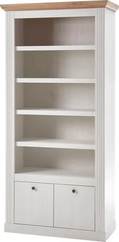 Home affaire Regal Westminster - Romantischer Landhausstil - Regal im romantischen Landhausstil aus FSC®-zertifiziertem Holzwerkstoff, mit 5 offenen Fächern und 2 Türen, pflegeleicht und ideal für stilvolle Wohnräume.