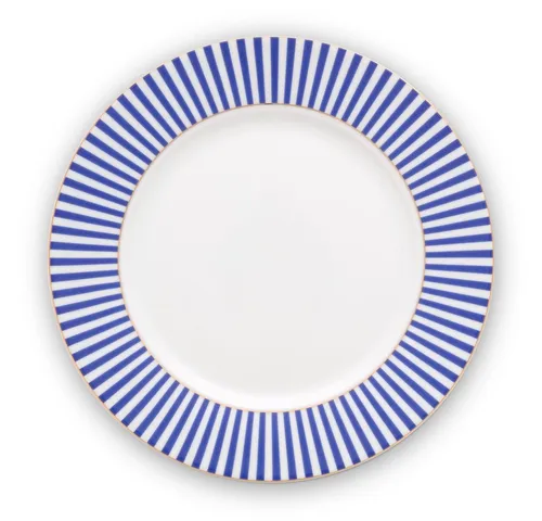 PiP Studio Frühstücksteller Royal Stripes Teller 21 cm, Plate Royal Stripes Blue 21cm