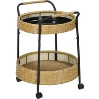 Outsunny Servierwagen Rattan Trolley mit 2 Regalen von Outsunny