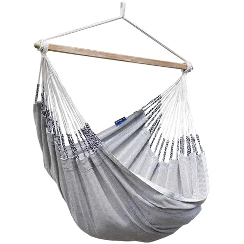 Potenza Hängesessel 140x105 cm Medelin L Hängestuhl Hängesessel Hängeschaukel Textil Hängesitz, bis 130 kg Handgefertigt aus Baumwolle Hängematte Schaukelstuhl (B&W, L)