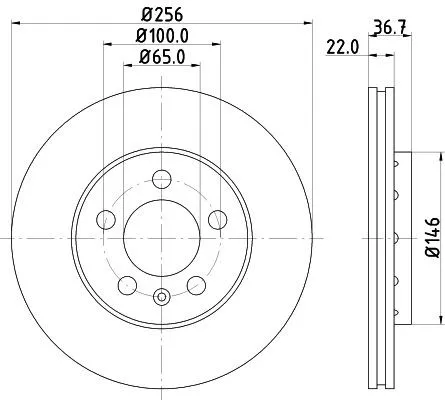 HELLA Bremsscheibe für VW, AUDI, SKODA - PRO Serie - Bremsscheiben für Vorderachse, außenbelüftet, mit beschichteter Oberfläche für optimale Bremsleistung und Langlebigkeit.