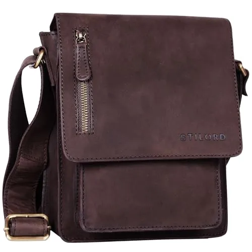 STILORD Herren-Umhängetasche Finn - Vintage Schultertasche aus echtem Büffel-Leder - Klassische Messenger-Bag aus hochwertigem Büffelleder, ideal für Tablets bis 8,4 Zoll und mit durchdachtem Design für optimale Aufbewahrung.