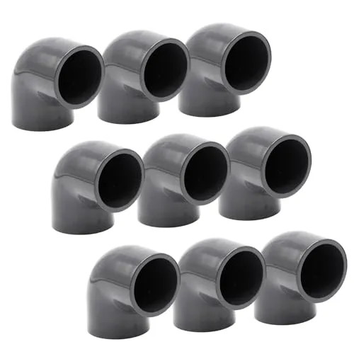 PVC-Winkel-Muffe 90° I 50mm I 1 1/2 Zoll I 9 Stück Klebemuffe I Rohrmuffe mit 2-Anschlüssen I Rohr-Verbindungsstück Rohr PVC-Fitting I bm094