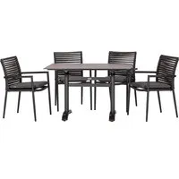 acamp Garten-Essgruppe 5-teilig New Jersey Set - Essgruppen Set mit 4 stapelbaren NEW JERSEY Stühlen und klappbarem HPL-Tisch, ideal für Terrasse und Balkon, pflegeleichte Kissenbezüge und robustes Aluminiumgestell.