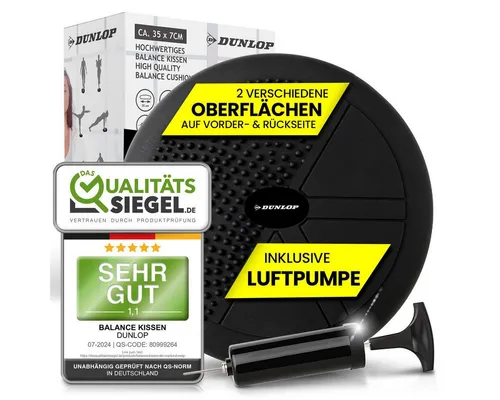 Dunlop Balancekissen mit Luftpumpe - Balancekissen für gesundes Sitzen und effektives Muskeltraining, fördert Bewegung und beugt Verspannungen vor. Ideal für Büro und Zuhause.