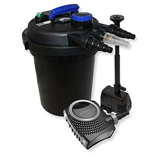 Wiltec Komplettset: CPF-180 Teichdruckfilter bis 6000 L mit 11 Watt UV-C Teichklärer, NEO8000 SuperEco Teichpumpe 8000l/h 70W, HJ-943 ECO Springbrunnenpumpe 800l/h 16W