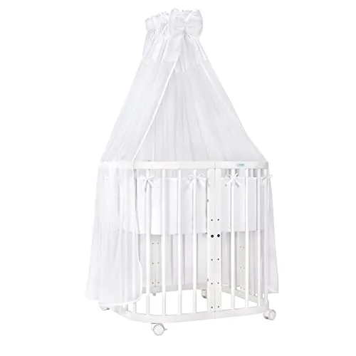 Waldin Babybett 7in1 aus Holz - Gitterbett aus Holz mitwachsend, inklusive Matratze und umfangreichem Zubehör für optimalen Komfort ab Geburt.
