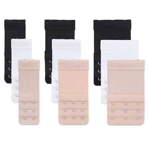 Stück BH Verlängerung 3 Haken,BH Verlängerung 2 Haken,BH-Verlängerer,BH Erweiterung 3 Haken,BH Erweiterung 2 Haken,BH Verschluss Verlängerung,3 Reihen,Weich,Elastisch (Schwarz,Weiß,Hautfarbe) 9