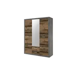 Stella Trading Stone Kleiderschrank mit Spiegeltür - Eleganter Drehtürenschrank im Old Style - Kleiderschränke mit viel Stauraum und einem stilvollen Spiegel. Ideal für kleine Schlafzimmer, bietet er Platz für Kleidung und Accessoires und überzeugt durch sein modernes Design.
