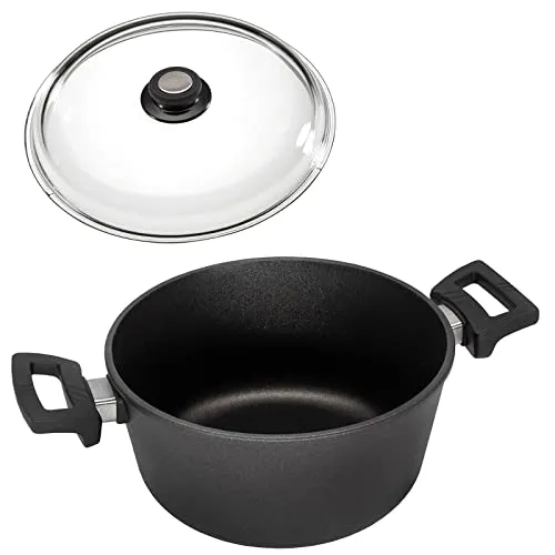 Eurolux Guss-Topf Ø 24 cm Induktion Set mit Deckel aus Glas