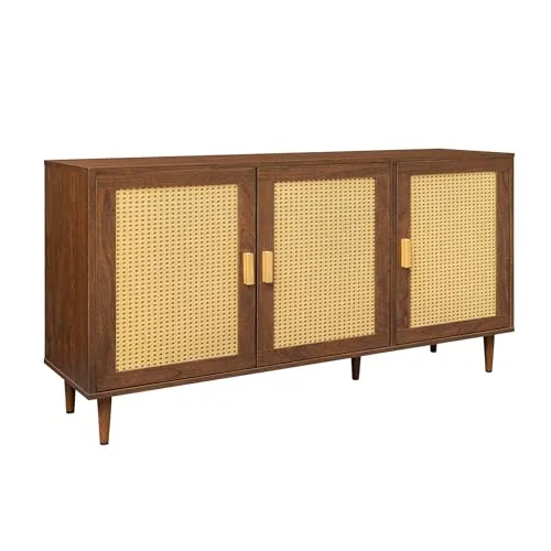 riess-ambiente Sideboard VIENNA 120cm braun - Sideboard mit Wiener Geflecht, bietet großzügigen Stauraum in 4 Fächern und verleiht deinem Raum Boho-Charme und Retro-Style.