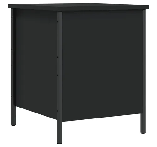 vidaXL Sitzbank mit Stauraum Schwarz 40x42,5x50 cm - Sitzbank mit Stauraum für vielseitige Nutzung, robust aus Holzwerkstoff und Metall, ideal für Flur, Wohnzimmer oder Schlafzimmer.