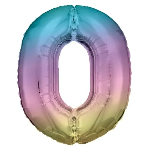 Amscan 9909708 - Folienballon Zahl, Größe circa 86 cm, pastellfarben, für Helium oder Luft, Heliumballon, Geburtstag, Jubiläum