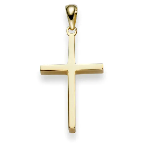 Schlichter Anhänger Kreuz 30x14,5mm aus 750 Gold - Eleganter Anhänger aus 750er Gelbgold, perfekt für jeden Anlass. Ideal als Halsschmuck für Unisex und verleiht jedem Outfit einen Hauch von Stil.