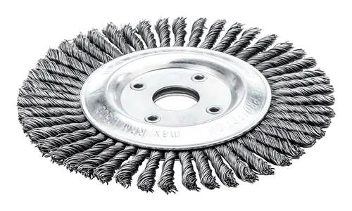 Rundbürste D.125mm von LESSMANN - Zubehör für Elektrowerkzeug, ideal für grobe Bürstarbeiten wie Schweißnahtreinigung im Pipelinebau, entfernt effektiv Schlacke, Rost und Betonreste.
