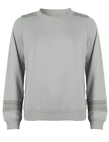 ROADSIGN australia Damen Sweatpullover mit Spitzendetails & weicher Baumwollmischung angenehm Casual-Looks grau, M