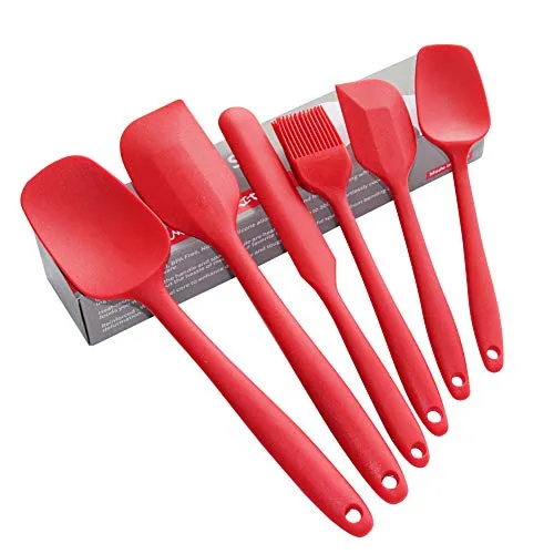 Silikon-Spatel-Set, Utensilien zum Kochen, Backen, Mischen und Antihaft-Kochgeschirr, BPA-frei, spülmaschinenfest (rot)