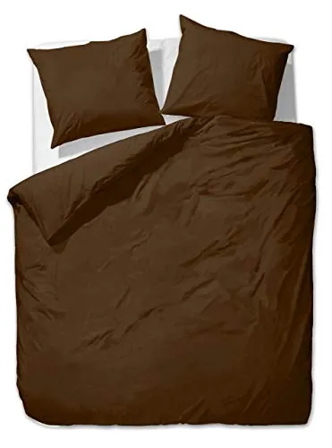 ETÉREA Mako Satin Bettwäsche 200x220cm + 2X 80x80cm - Ganzjahresbettwäsche Bettbezug Unifarben - Bettwäsche Set 200x220cm Bettbezug + 80x80cm Kissenbezug Mako Satin 3teilig - Made in Green - Braun