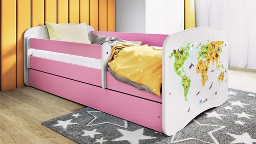 Raumhirsch Furniture Kinderbett Rosa 80x160 cm - Stabiles Kinderbett mit abnehmbarer Schutzschiene und geräumiger Schublade für Ordnung im Kinderzimmer. Ideales Möbelstück für ein modernes und sicheres Schlafumfeld.