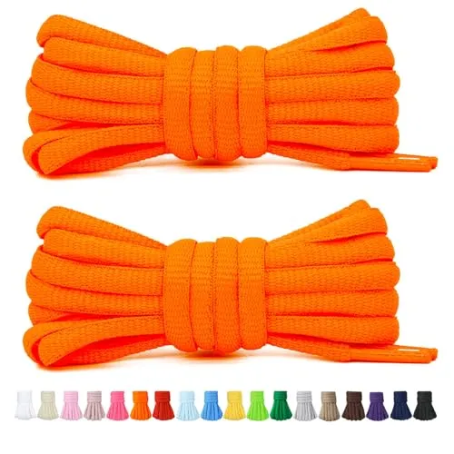 Stepace 2 Paar Runde Schnürsenkel für Turnschuhe 60cm - 200cm Länge 18 farbige Schnürsenkel Orange 100cm