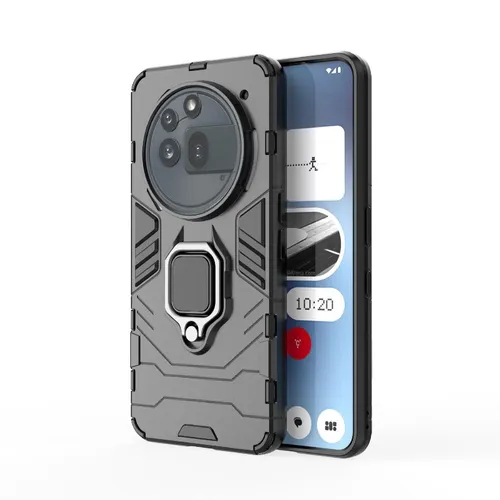 Für Nothing Phone 3a Pro TPU / PC Design Magnet Ring Halter Schutz Hülle Schwarz