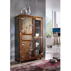 Massivmoebel24 Standvitrine #34 - Einzigartige Altholz Vitrine - Standvitrine aus Massivholz, 90x38x140 cm, ein Unikat mit individueller Maserung und hoher Nachhaltigkeit. Ideal für stilvolle Aufbewahrung und Präsentation.