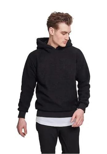 URBAN CLASSICS Sherpa Hoody für Herren - Herren-Sweatshirt aus 100% Polyester, kuscheliges Sherpa-Material für ultimativen Komfort, ideal für kalte Tage, in modischem Schwarz und Größe XXXL.