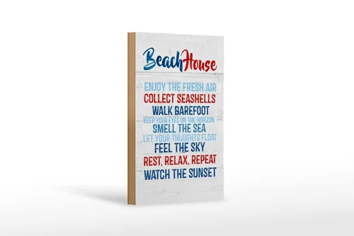 Holzschild Spruch 12x18 cm Beach House Deko Schild