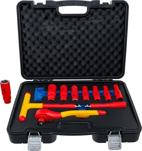 BGS 7145 VDE-Steckschlüssel-Satz 11 tlg. - Werkzeug-Sets mit 11 Teilen, inklusive Koffer, ideal für sichere Arbeiten an elektrischen Anlagen dank VDE-Zertifizierung.