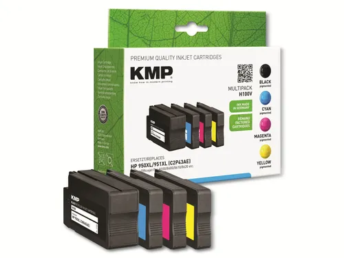 kompatibel für HP 950XL 951XL KMP Multipack Druckerpatronen C2P43AE - Tintenpatronen für Tintenstrahldrucker, recycelt und umweltschonend, XL Druckleistung bis 6800 Seiten